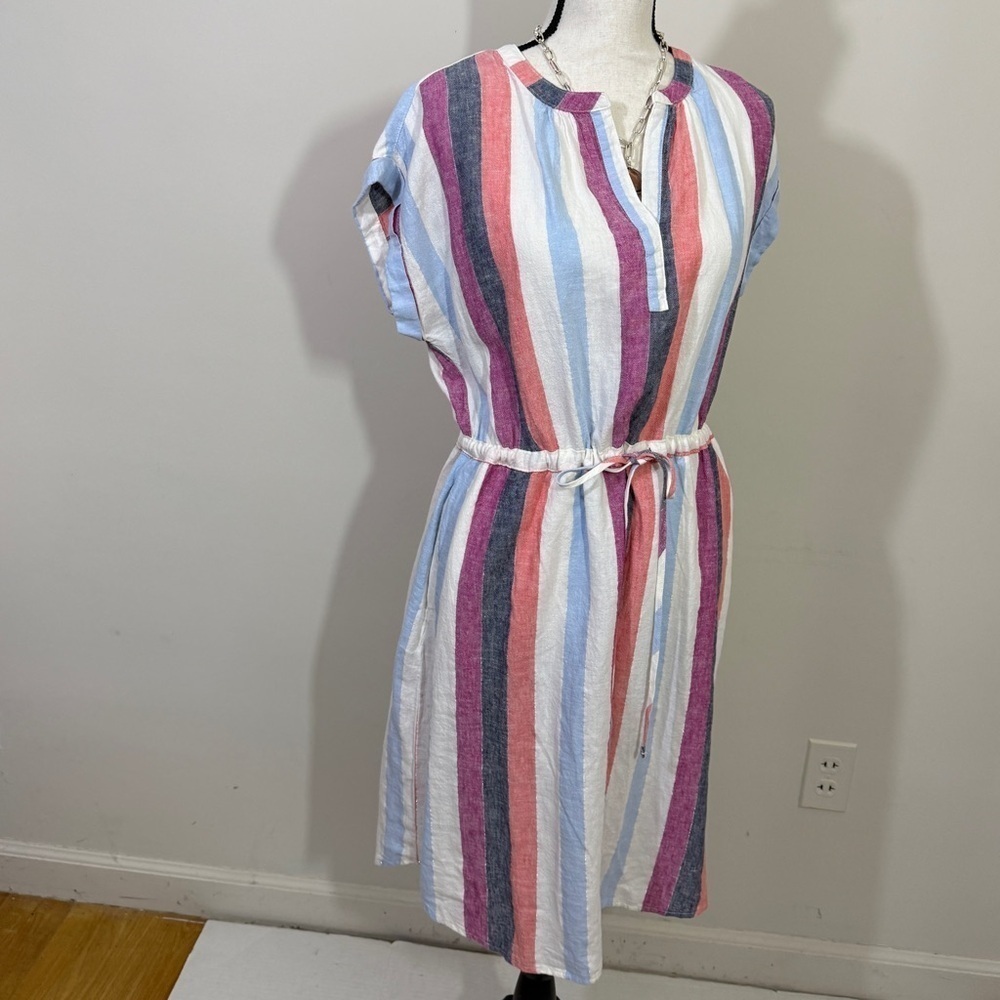 Multicolored drop sleeve Sundress with banded neckline size 8-10